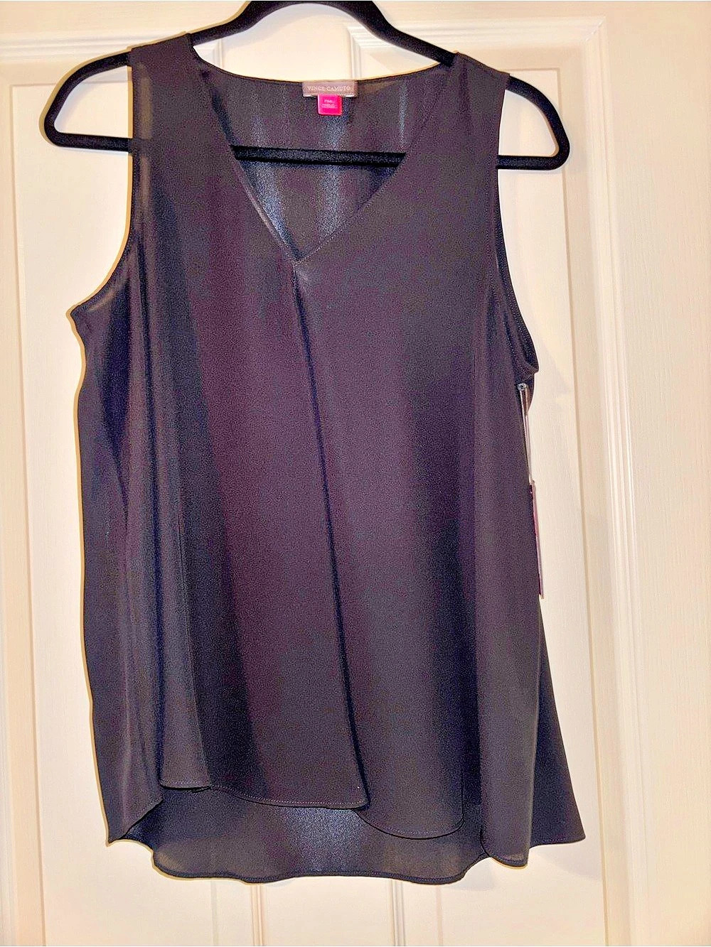 Vince Camuto Essentials Sleeveless Blouse Black Petite Medium